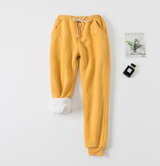 Buy ginger-yellow Lamb velvet padded sweatpants